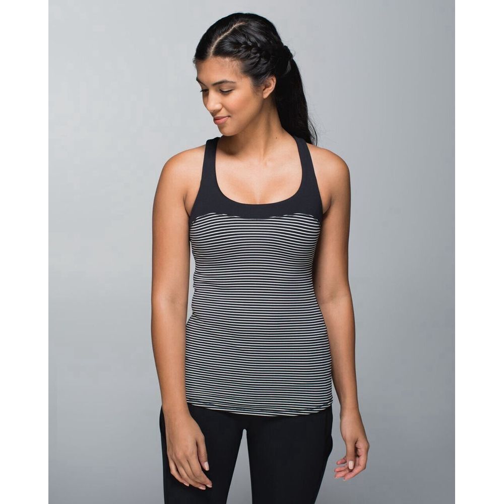 Lululemon Run: First Base Tank Hyper Stripe Black Ghost / Black Small S